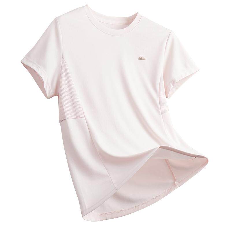 鸿星尔克短袖t恤女夏季新款女士跑步上衣羽毛球运动服冰丝速干衣 39元
