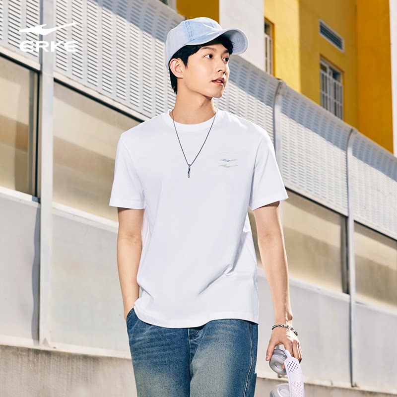 鸿星尔克短袖男款2026夏季新款男士男生纯棉运动t恤半袖男装上衣 49元