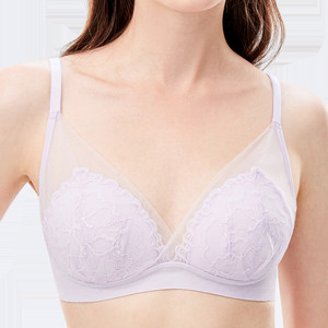 【商场同款】猫人内衣夏季薄鸢尾花蕾丝三角杯性感女大胸显小文胸