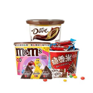 德芙m豆巧克力士力架脆香米牛奶巧克力3桶装儿童零食糖果送礼物