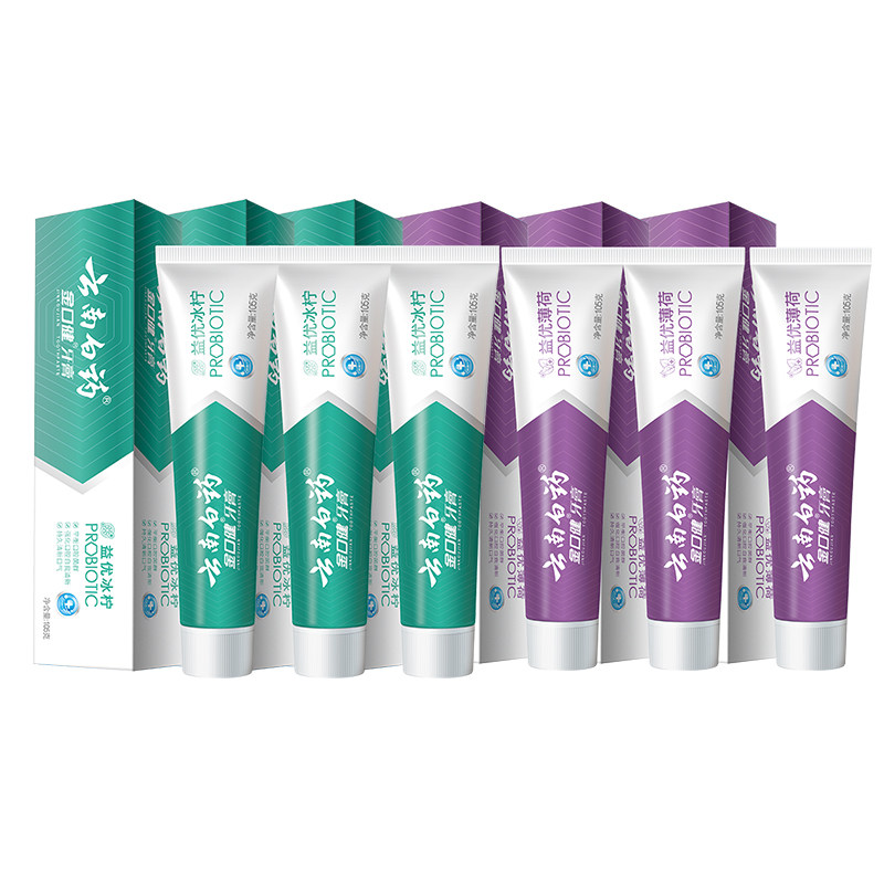 云南白药牙膏益生菌清新口气冰柠薄荷清新6支630g【TK】 51.1元