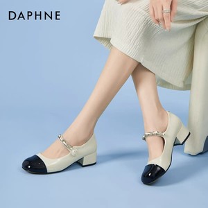 达芙妮时尚单鞋春秋女新款气质百搭乐福鞋休闲鞋玛丽珍鞋工作鞋