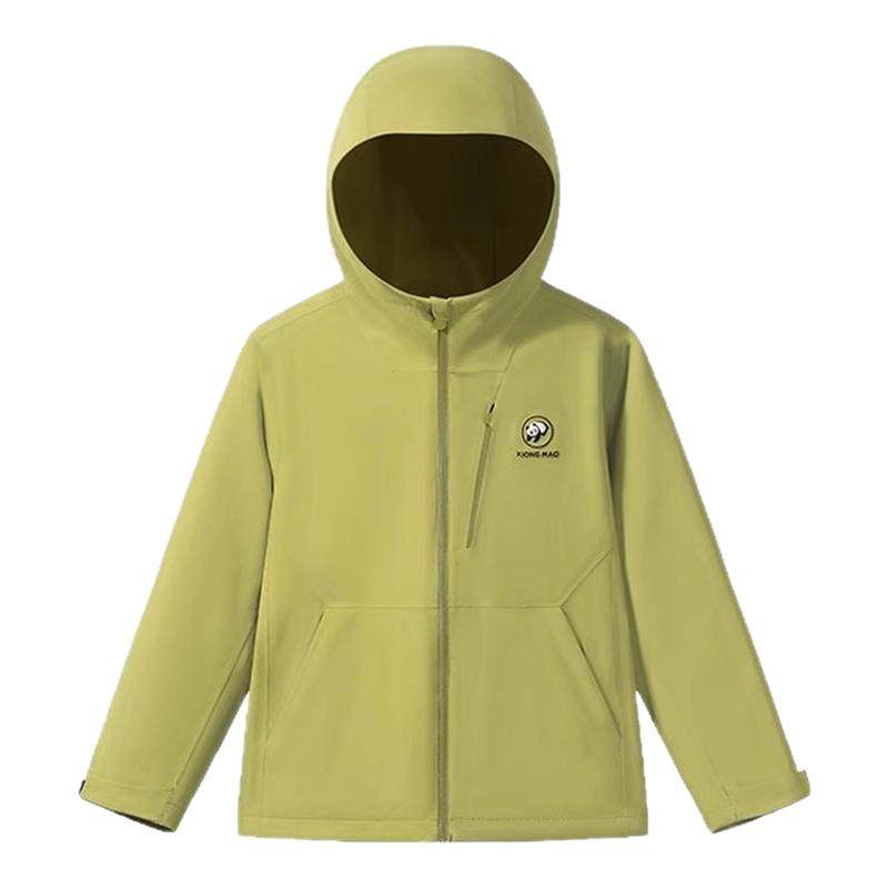 熊猫骆驼儿童冲锋衣26户外防水防风中大童单冲抓绒登山外套 259元