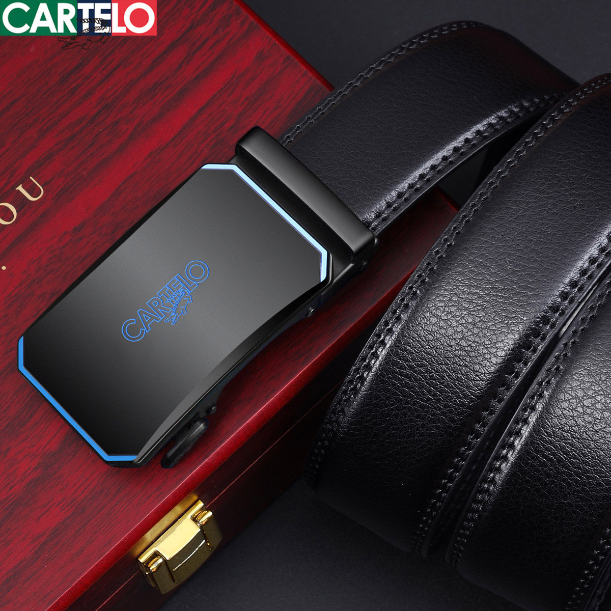 卡帝乐鳄鱼皮带男士真皮自动扣腰带年轻人商务纯牛皮裤腰带潮流 11.92元