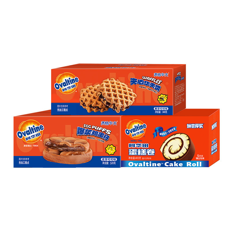 阿华田糕点组合蛋糕卷400g华夫饼340g鸡蛋仔520g办公室分享零食 44.9元