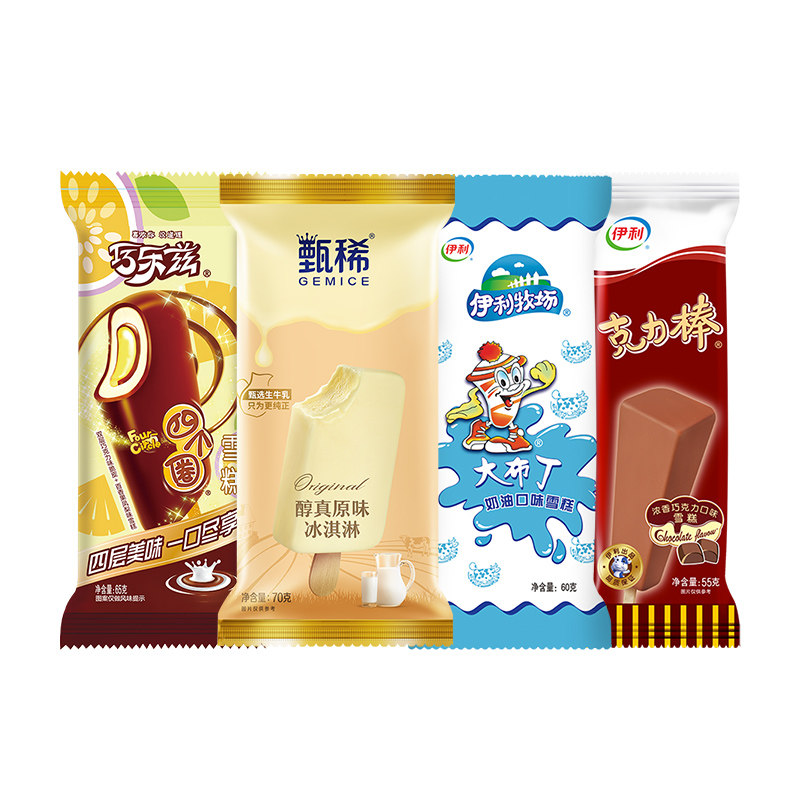【推荐】伊利冰淇淋甄稀原味巧乐兹大布丁多口味支棒雪糕组合30支 61元
