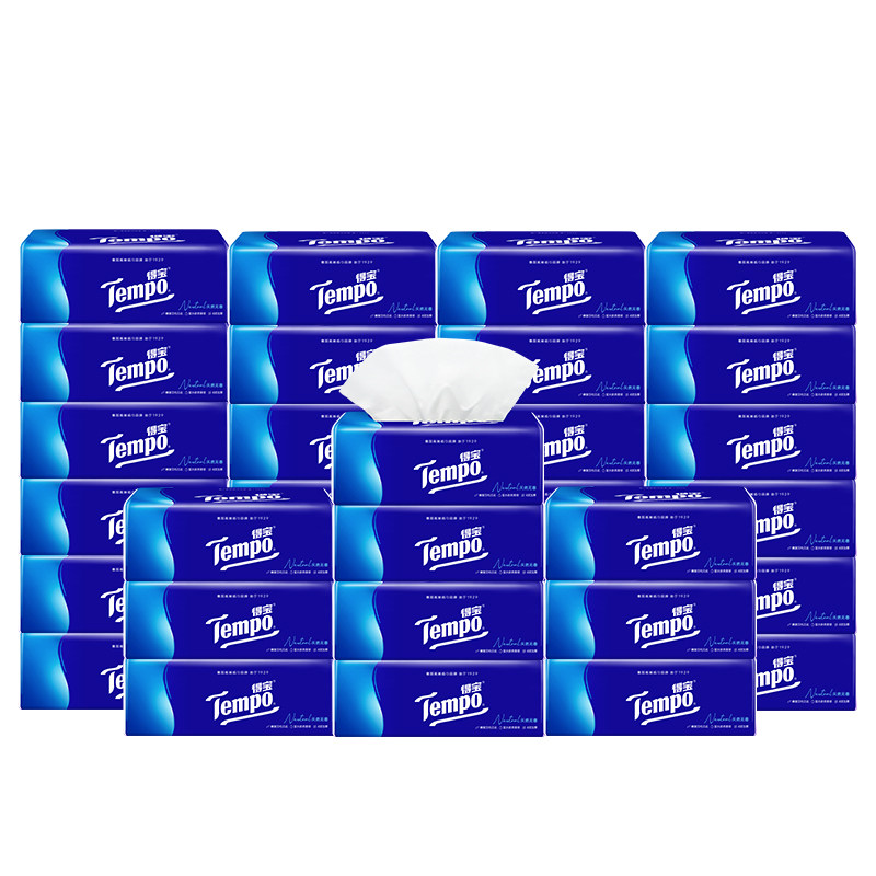 [直播间抢大额券]Tempo得宝纸巾无香软抽4层加厚抽纸巾90抽30包纸 107.8元