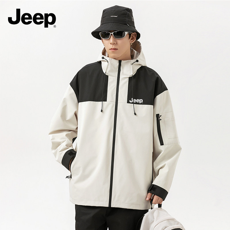 【亏本清仓】Jeep吉普外套男春秋男女冲锋防泼水运动上衣防风夹克 29.9元