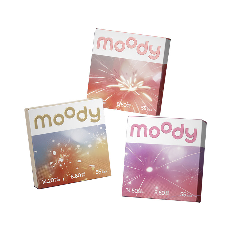 moody美瞳日抛经典系列烟花紫高光彩色隐形眼镜婚礼中小直径10片 51元