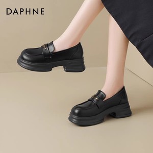 达芙妮时尚单鞋女春秋新款气质乐福鞋百搭休闲鞋玛丽珍鞋工作鞋