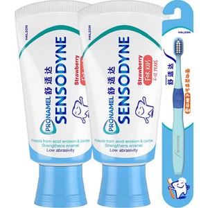 【年糕妈妈同款】舒适达儿童牙膏6-12岁换牙期含氟防蛀65gx2+牙刷