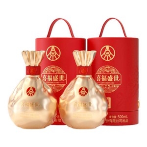 五粮液股份出品 喜福盛世聚财金樽 浓香型白酒 52度500ml