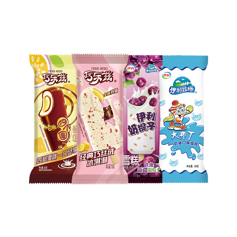 【推荐】伊利冰淇淋巧乐兹经典巧丝绒大布丁奶提子多口味组合26支 65元