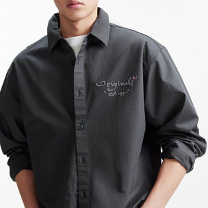 【纯棉衬衫男款】杰克琼斯春季新款长袖衬衣涂鸦休闲上衣外套男装