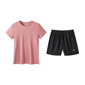 骆驼户外女装短裤春季2026休闲薄款速干短袖T恤透气运动套装女
