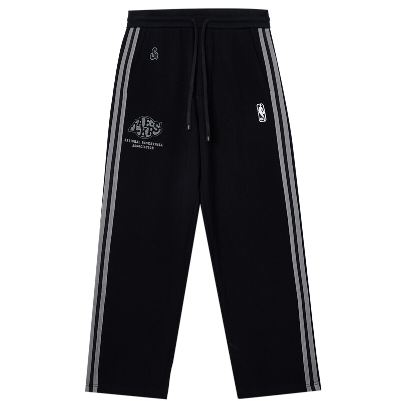 【NBA联名】杰克琼斯男装春季新款撞色织带卫裤黑色刺绣宽松湖人 418元