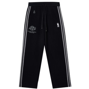 【NBA联名】杰克琼斯男装春季新款撞色织带卫裤黑色刺绣宽松湖人