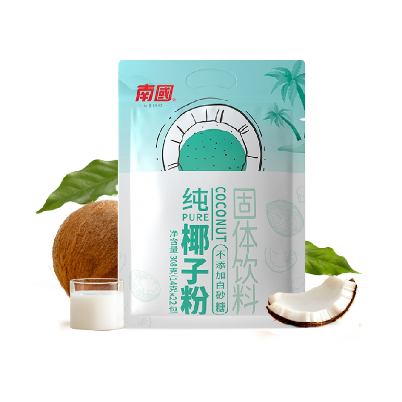 南国纯椰子粉无添加蔗糖海南三亚特产椰汁粉14g*22条早餐冲调 19.9元