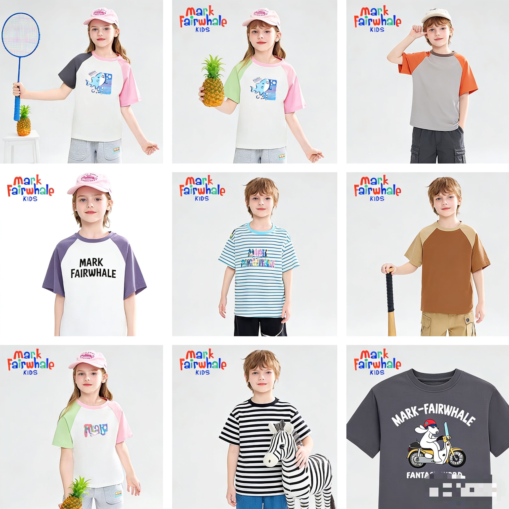 马克华菲2026新款男女童纯棉短袖儿童宽松洋气宝宝上衣T恤全JZ 49.9元