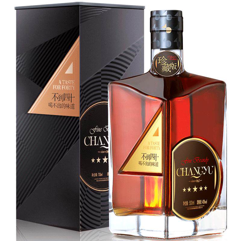 张裕官方 可雅珍藏五星男人四十金奖白兰地500ml洋酒一级 248.5元