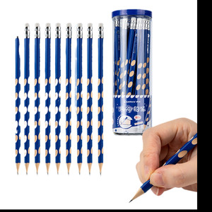 齐心洞洞铅笔小学生专用一二年级洞洞笔HB桶装矫正握姿幼儿园初学者三角杆特粗练字考试涂卡笔文具