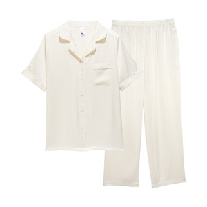 猫人水光丝家居服2026夏季冰丝凉感男士睡衣女款情侣套装可外穿