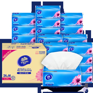 维达抽纸超韧整箱M码120抽24包家用面巾纸实惠装大包餐巾纸纸巾