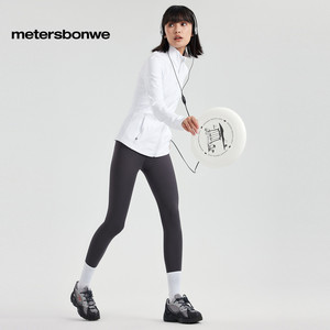 美特斯邦威高腰提臀鲨鱼裤健身女春季美式运动舒适百搭修身小脚裤