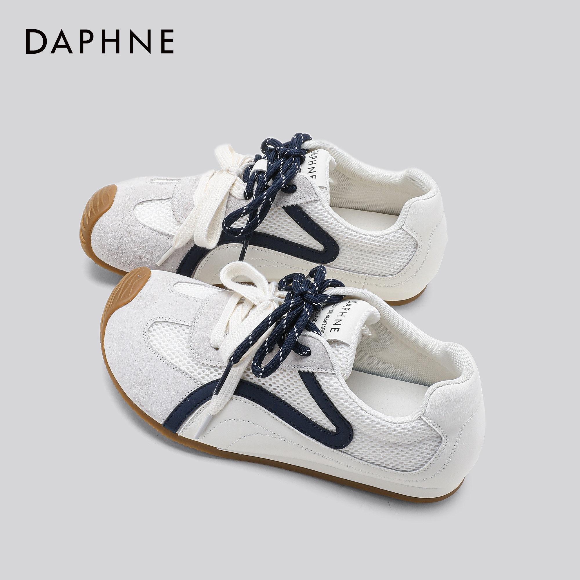 达芙妮厚底德训鞋女2026新款春季百搭拼色小白鞋休软底阿闲甘板鞋 39元