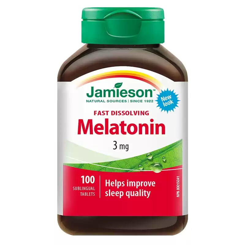 jamieson健美生褪黑素安瓶睡眠糖松果体素含片100片晚安溶豆速溶 50.8元