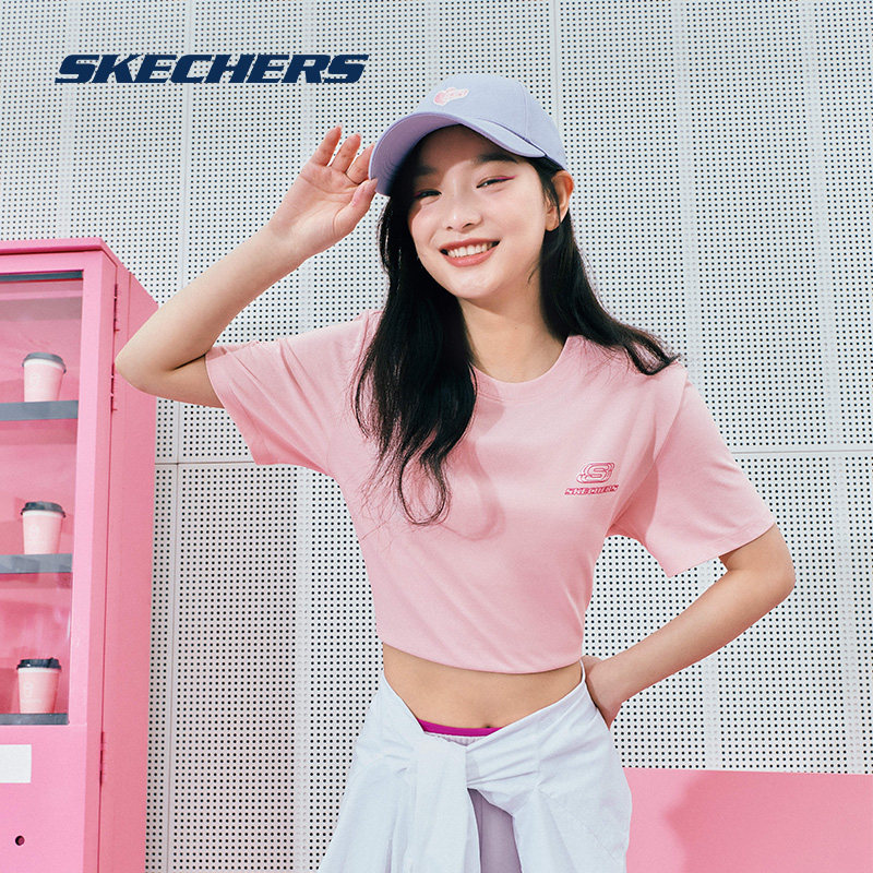 斯凯奇男女T恤短袖夏季透气纯色速干白色柔软舒适体恤运动上衣 59元