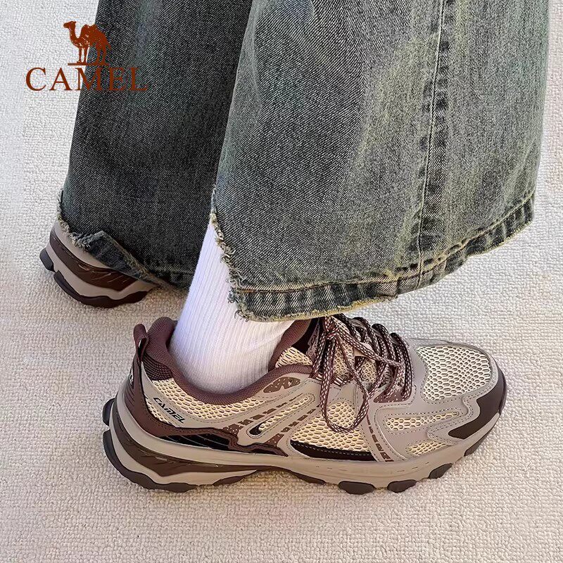 骆驼追光慢跑步鞋男女防滑户外徒步登山鞋透气百搭复古休闲运动鞋 96.26元