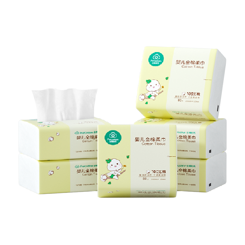 全棉时代婴儿棉柔巾新生儿干湿两用洗脸巾纯棉柔巾洗脸巾80抽*6包 37.92元