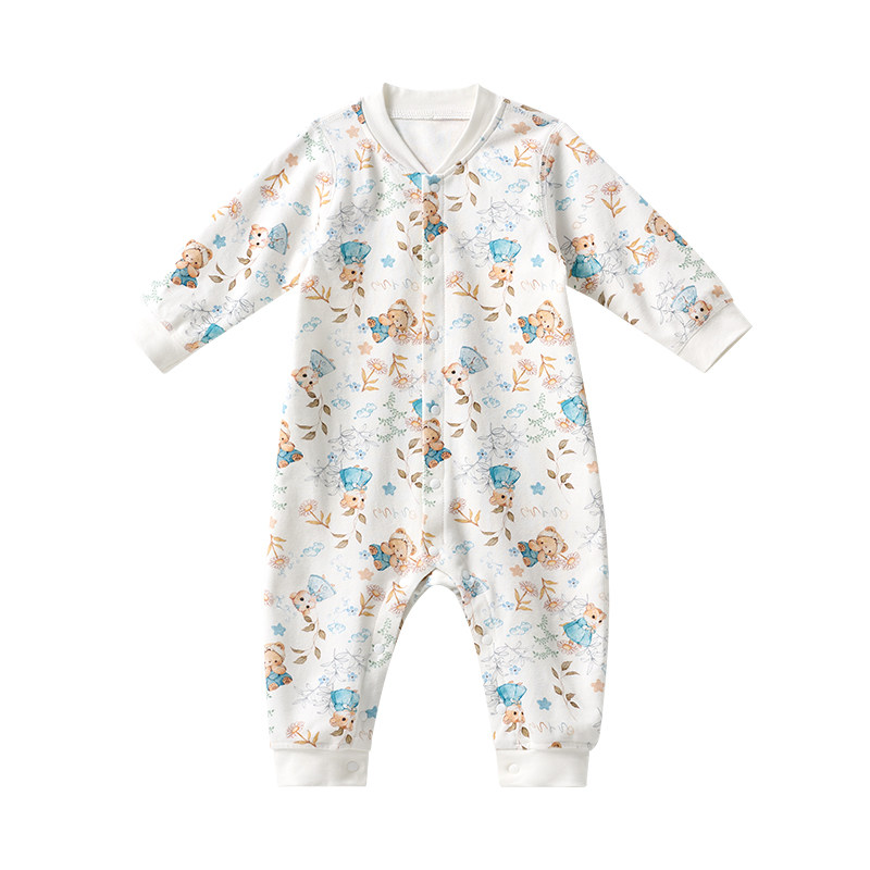 欧孕婴儿春装纯棉哈衣宝宝衣服四季保暖夹棉连体衣打底睡衣爬爬服