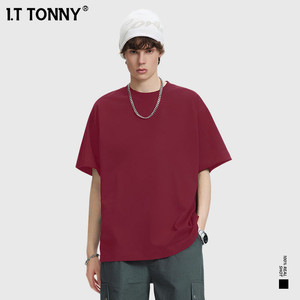 潮牌I.T TONNY官方旗舰店2026新款短袖情侣纯色T恤三本针打底衫XW