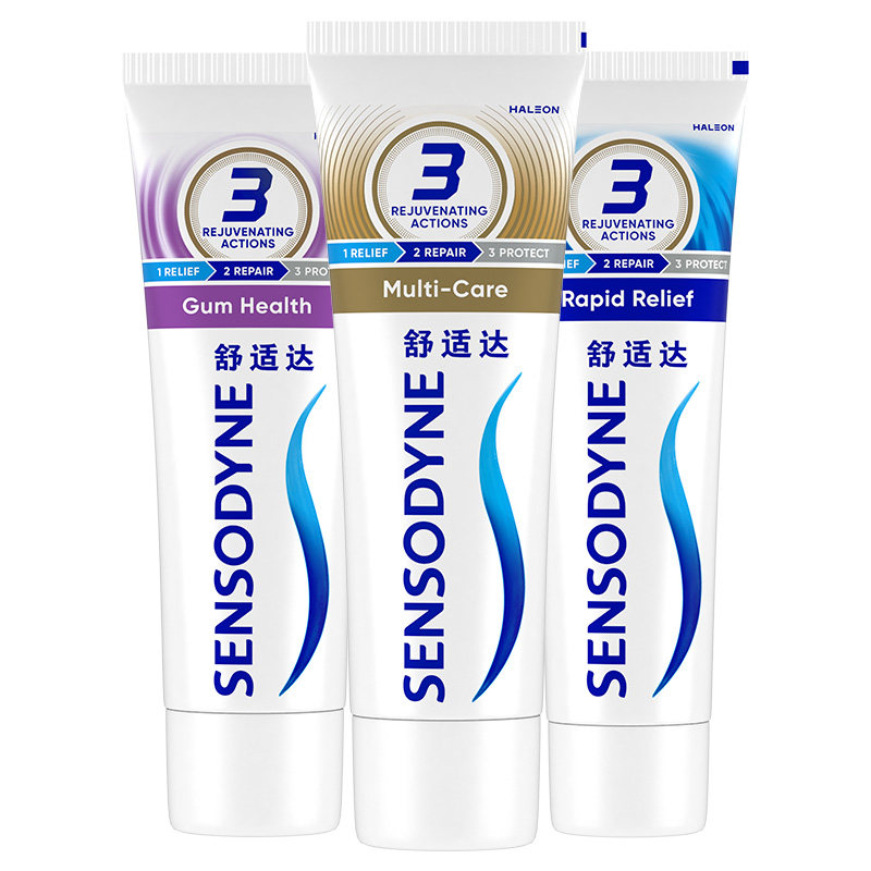 舒适达抗敏感牙膏劲速牙龈多效180g*3支家庭套装防蛀清新口气护龈 97.03元