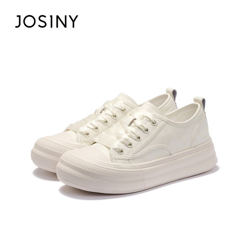 卓诗尼女鞋清仓小白鞋女百搭舒适单鞋系带圆头休闲板鞋四季通用 89元