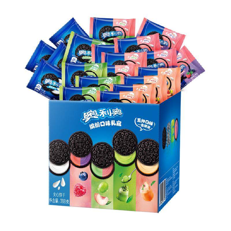 奥利奥夹心饼干五口味388gx3盒共60包120片五彩斑斓夏日限定礼盒 38.48元