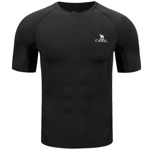 骆驼健身房长袖运动服跑步套装男士春秋晨跑透气紧身衣训练瑜伽服