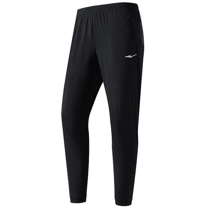 鸿星尔克运动裤男款夏季男生跑步透气薄款速干裤男士黑色裤子夏裤 37.65元