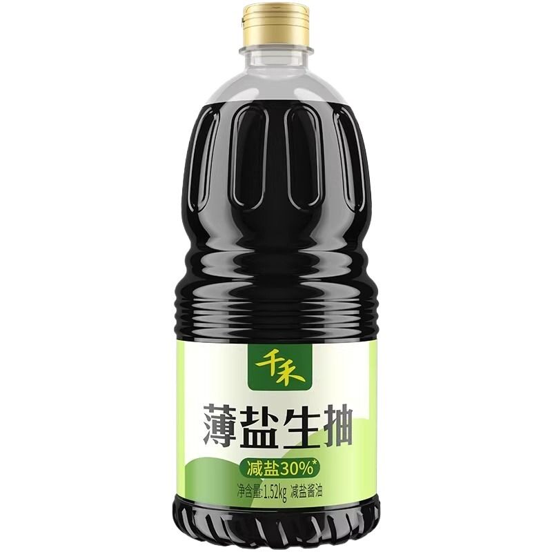 千禾酱油薄盐生抽1.52kg减盐生抽家用炒菜官方正品瓶装厨房简盐 11.8元