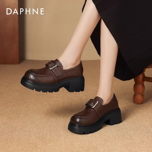 达芙妮女时尚单鞋春秋新款气质百搭乐福鞋休闲鞋玛丽珍鞋女工作鞋