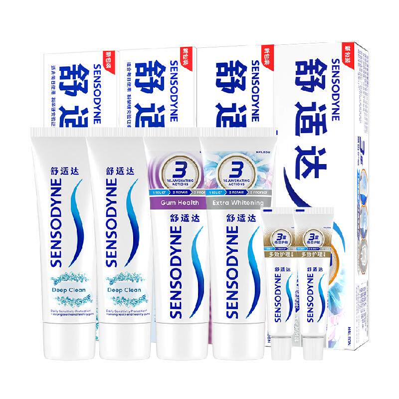 舒适达抗敏感牙膏成人含氟正品薄荷去牙渍防蛀早亮白晚护龈CP套装