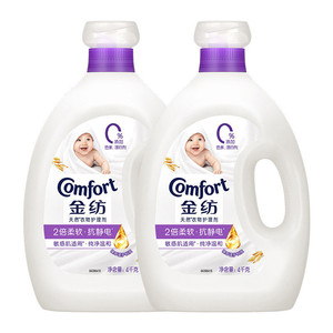 金纺纯净温和柔顺剂衣物防静电持久留香4kg*2奥妙洗衣液400g*2