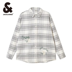 【精选】杰克琼斯男装春季字母刺绣背后印花衣身格纹宽松舒