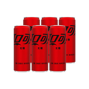 可口可乐无糖330ml*6罐零度可乐零糖零卡碳酸饮料m