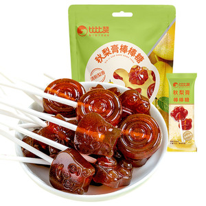 比比赞秋梨膏棒棒糖儿童解馋糖果小零食休闲食品梨膏糖润喉糖批发