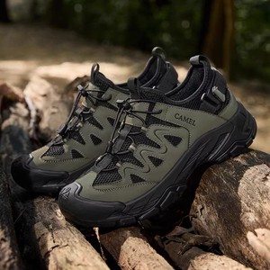 骆驼男鞋2026春夏新款户外登山徒步鞋一脚蹬透气网面休闲运动鞋男
