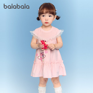 巴拉巴拉宝宝连衣裙儿童公主裙女童夏季短袖透气纱裙甜美薄款裙子