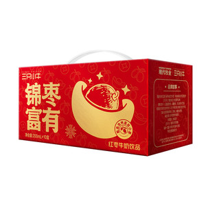 现代牧业三只小牛红枣牛奶饮品200ml*10盒12月产